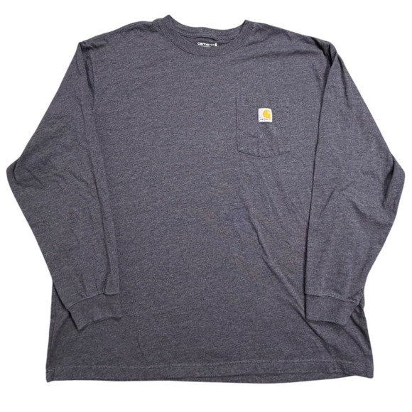 Carhartt Other - Carhartt Loose Fit Pocket Long Sleeve T Shirt Heather Charcoal Logo Mens 2XL